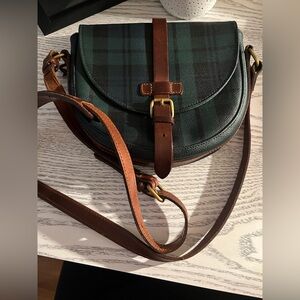 Polo Ralph Lauren Shoulder Bag Plaid Pattern Leather Pvc USED Auth #S2892